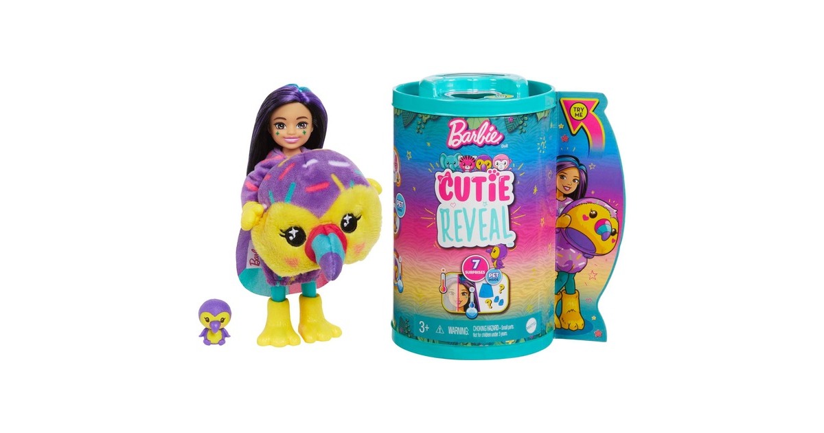 Mattel Barbie Cutie Reveal Chelsea Jungle Series - Tukan, Puppe Mattel Barbie Cutie Reveal Chelsea Jungle Series - Tukan, Puppe