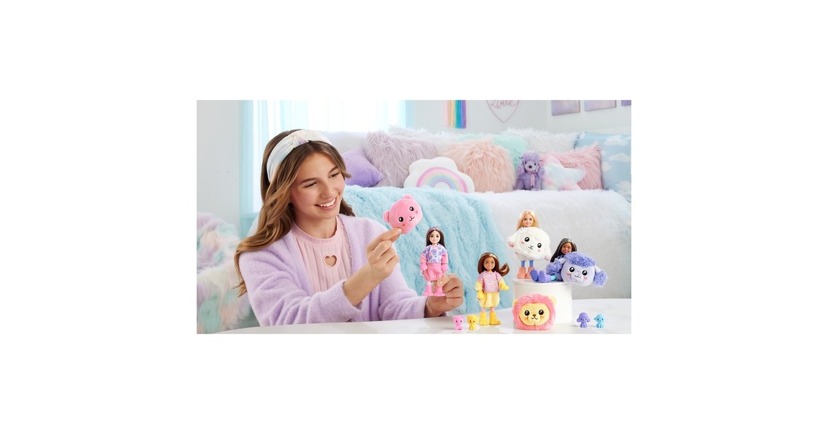 Mattel Barbie Cutie Reveal Chelsea Kuschelweich Serie - Löwe, Puppe