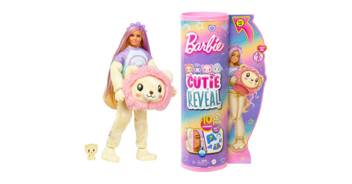 Mattel Barbie Cutie Reveal Cozy Cute Serie - Löwe, Puppe