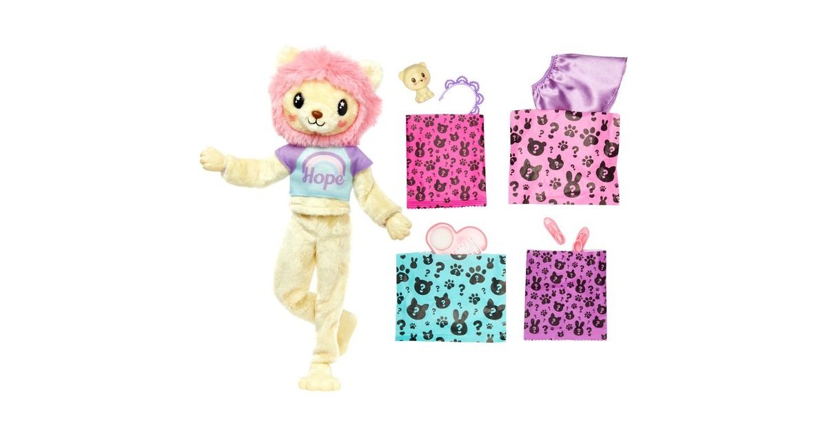 Mattel Barbie Cutie Reveal Cozy Cute Serie - Löwe, Puppe