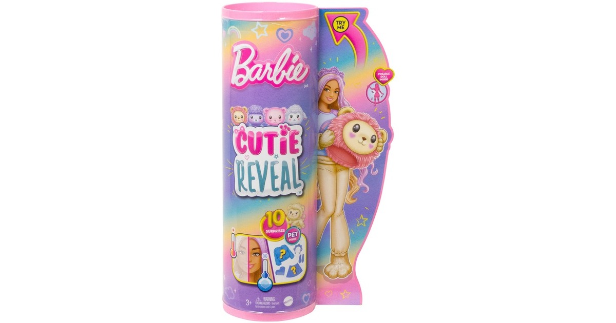 Mattel Barbie Cutie Reveal Cozy Cute Serie - Löwe, Puppe