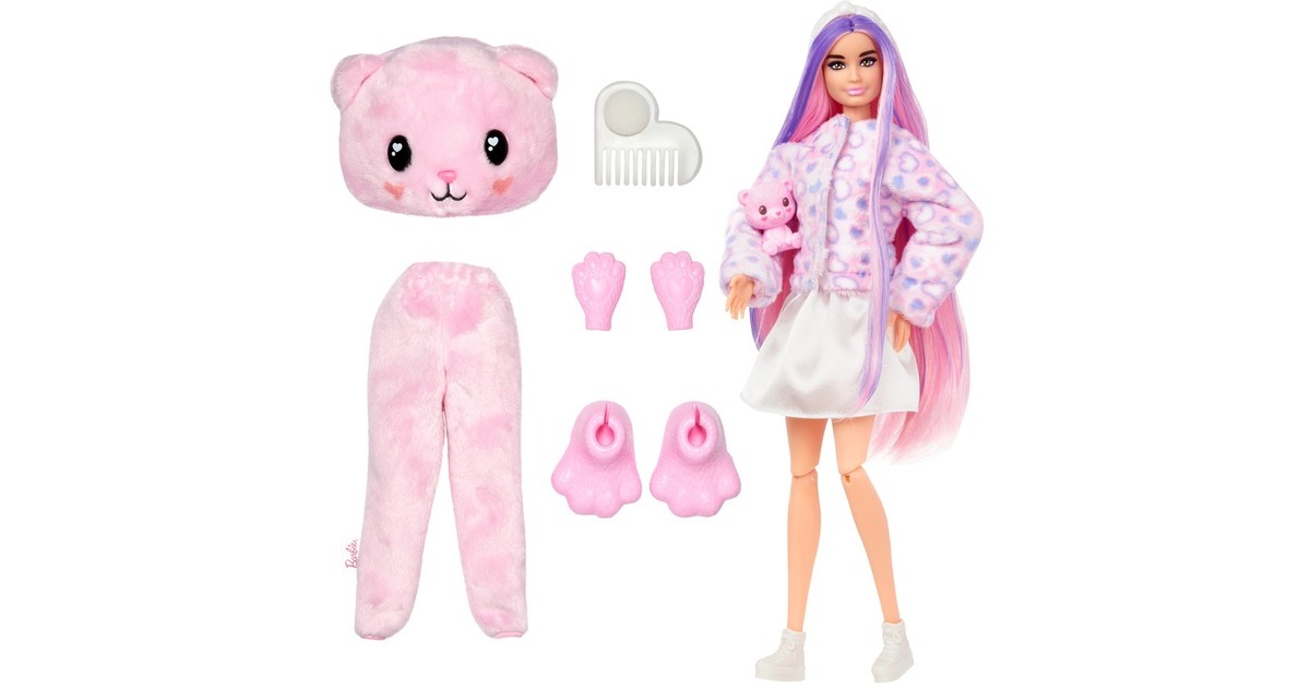 Mattel Barbie Cutie Reveal Cozy Cute Serie - Teddybär, Puppe