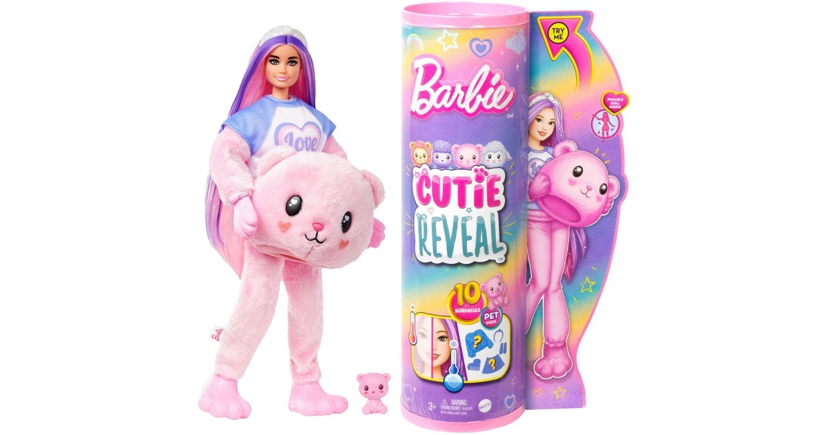 Mattel Barbie Cutie Reveal Cozy Cute Serie - Teddybär, Puppe