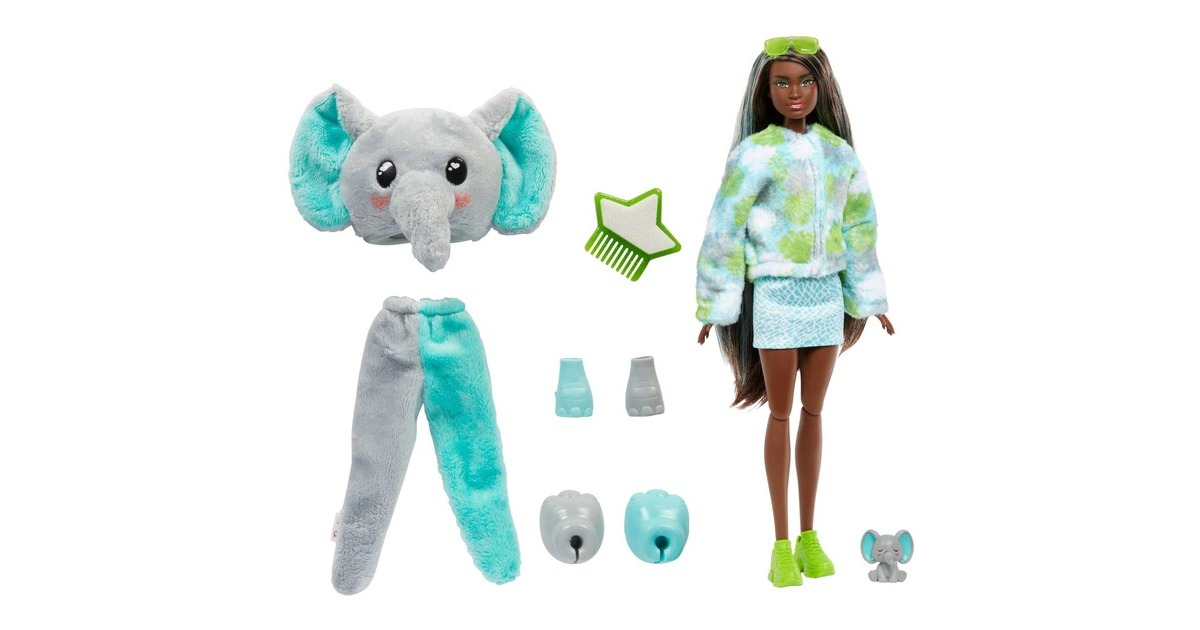 Mattel Barbie Cutie Reveal Dschungel Serie - Elefant, Puppe
