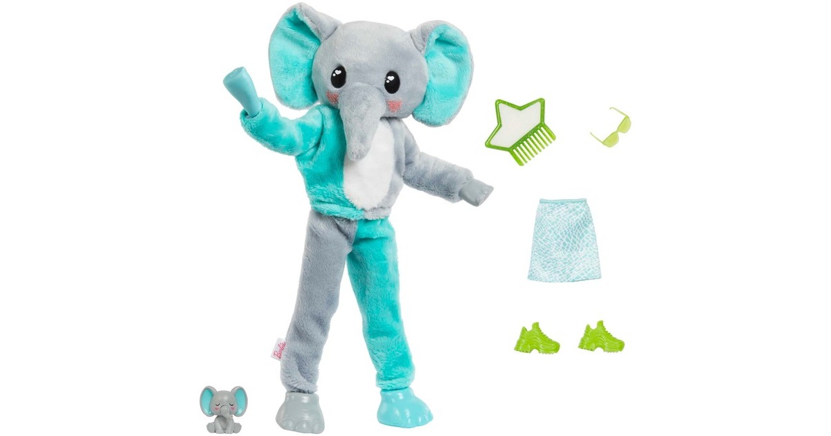 Mattel Barbie Cutie Reveal Dschungel Serie - Elefant, Puppe