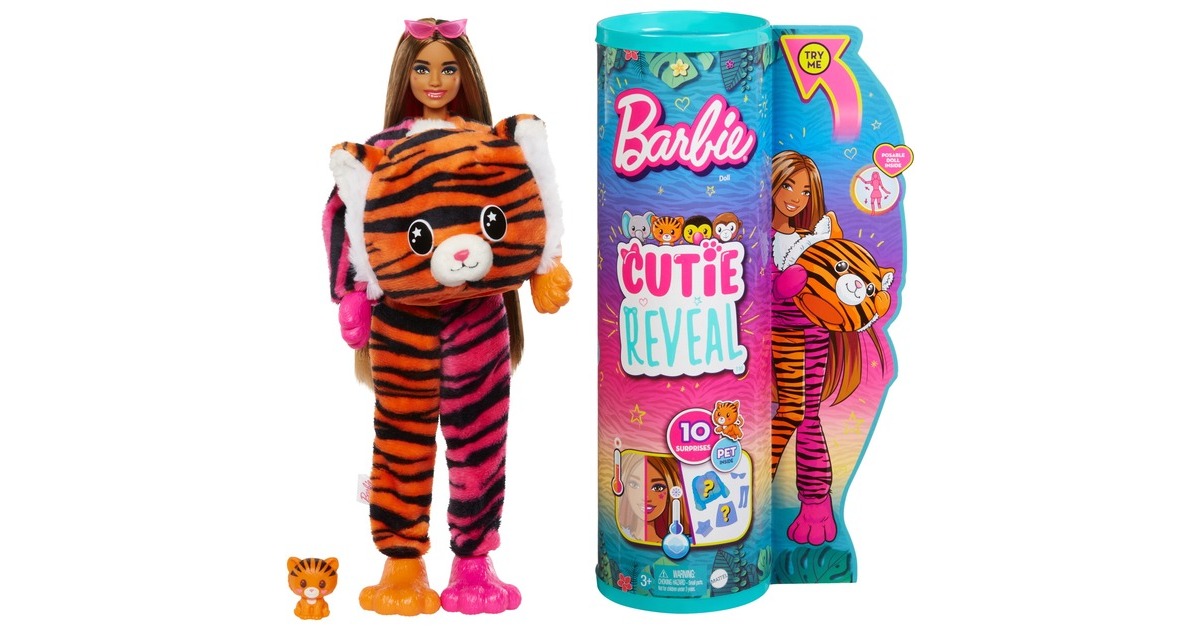 Mattel Barbie Cutie Reveal Dschungel Serie - Tiger, Puppe