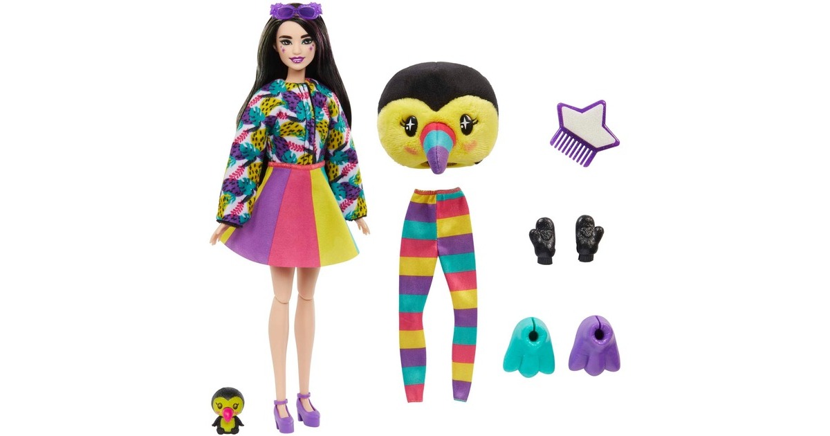 Mattel Barbie Cutie Reveal Dschungel Serie - Tukan, Puppe
