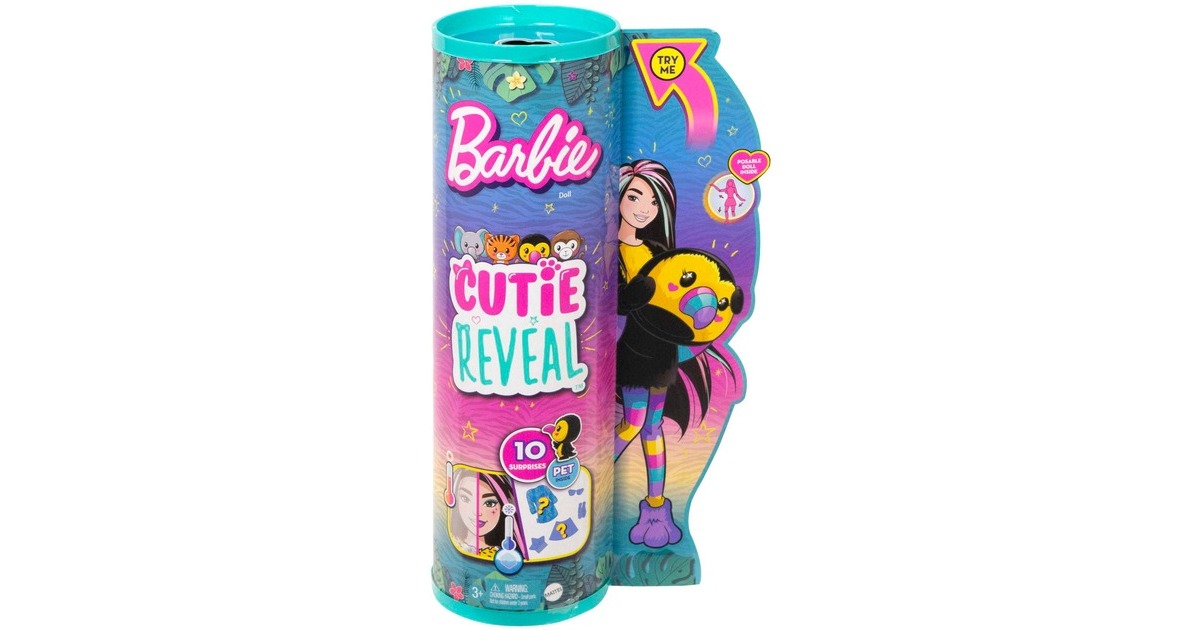 Mattel Barbie Cutie Reveal Dschungel Serie - Tukan, Puppe