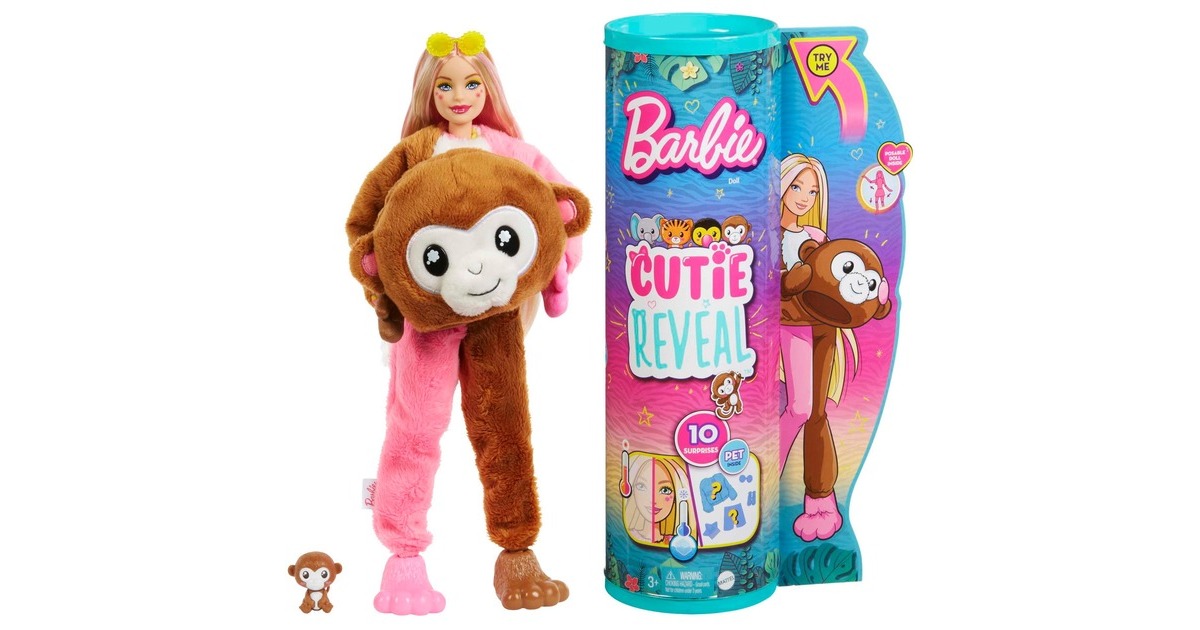 Mattel Barbie Cutie Reveal Dschungel Serie - Äffchen, Puppe