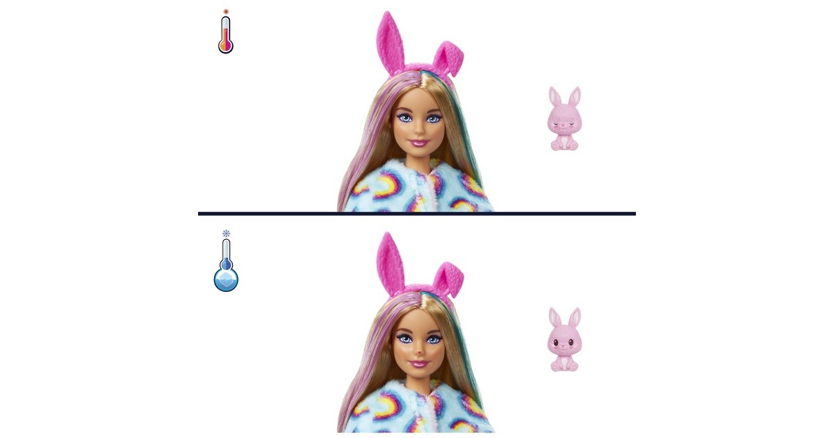 Mattel Barbie Cutie Reveal Puppe mit Hasen-Plüschkostüm und 10 Überraschungen