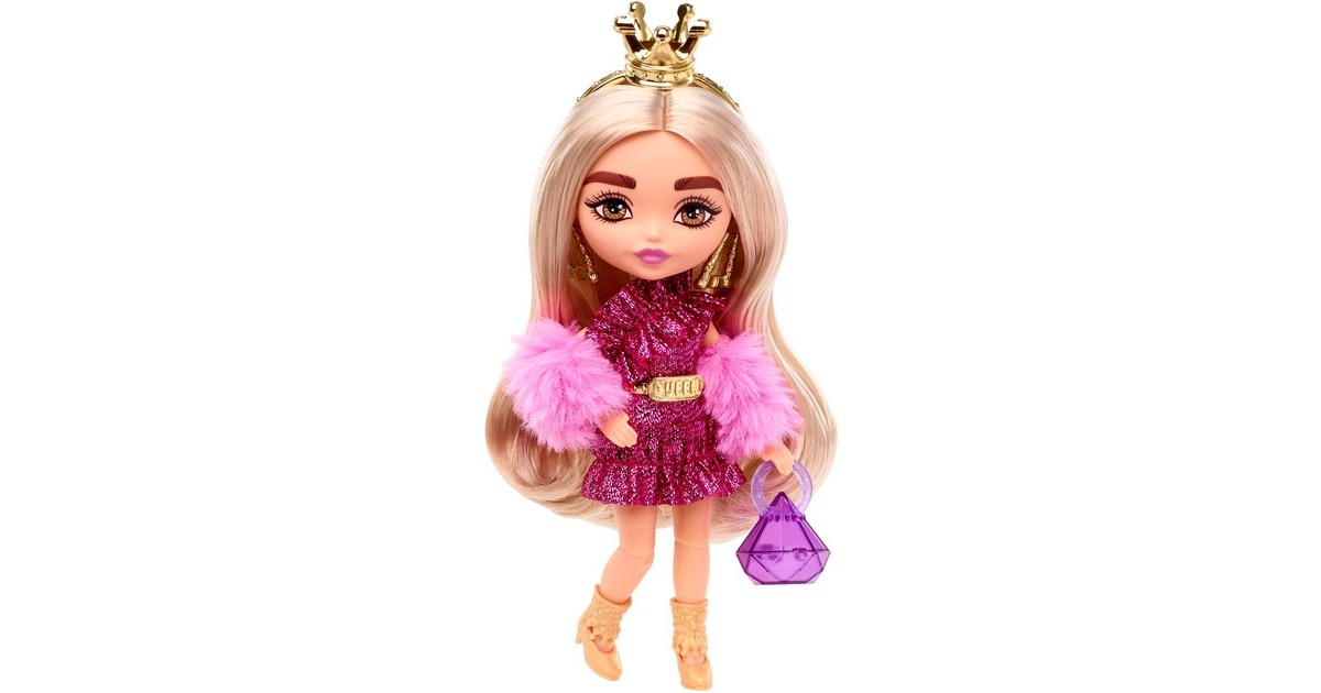 Mattel Barbie Extra Mini Puppe mit goldener Krone (blond)