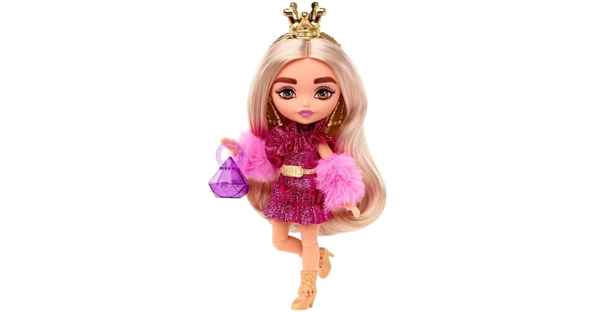 Mattel Barbie Extra Mini Puppe mit goldener Krone (blond)