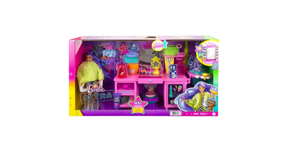Mattel Barbie Extra Spielset mit Puppe und Stylingtisch