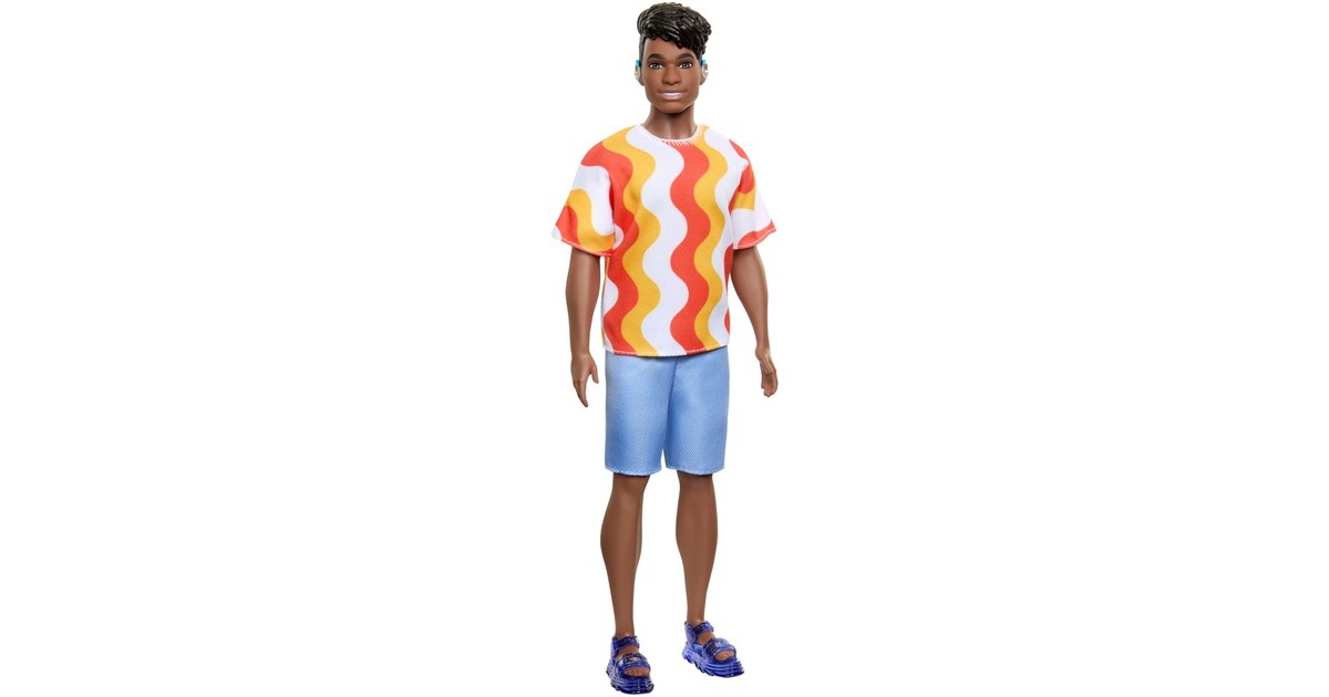 Mattel Barbie Fashionista Ken-Puppe mit rotem und orangenem Hemd