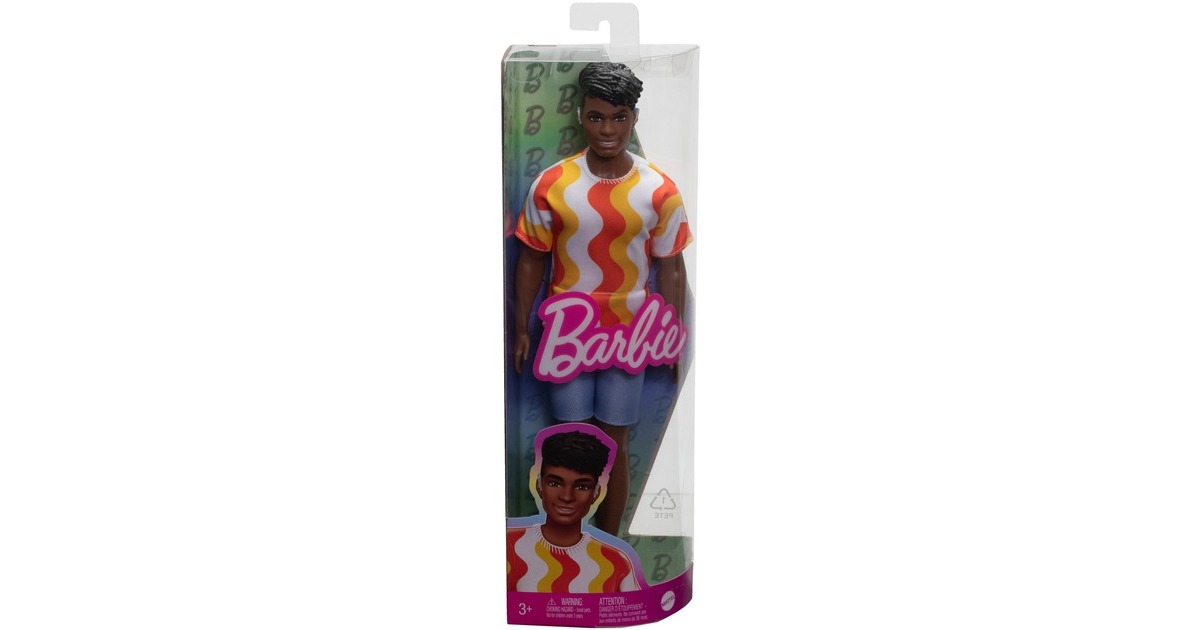 Mattel Barbie Fashionista Ken-Puppe mit rotem und orangenem Hemd