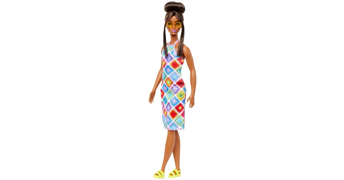 Mattel Barbie Fashionistas-Puppe mit Dutt und gehäkeltem Kleid