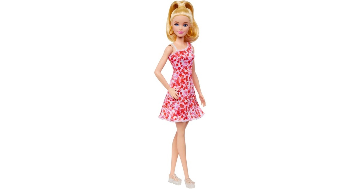 Mattel Barbie Fashionistas-Puppe mit blondem Pferdeschwanz und Blumenkleid