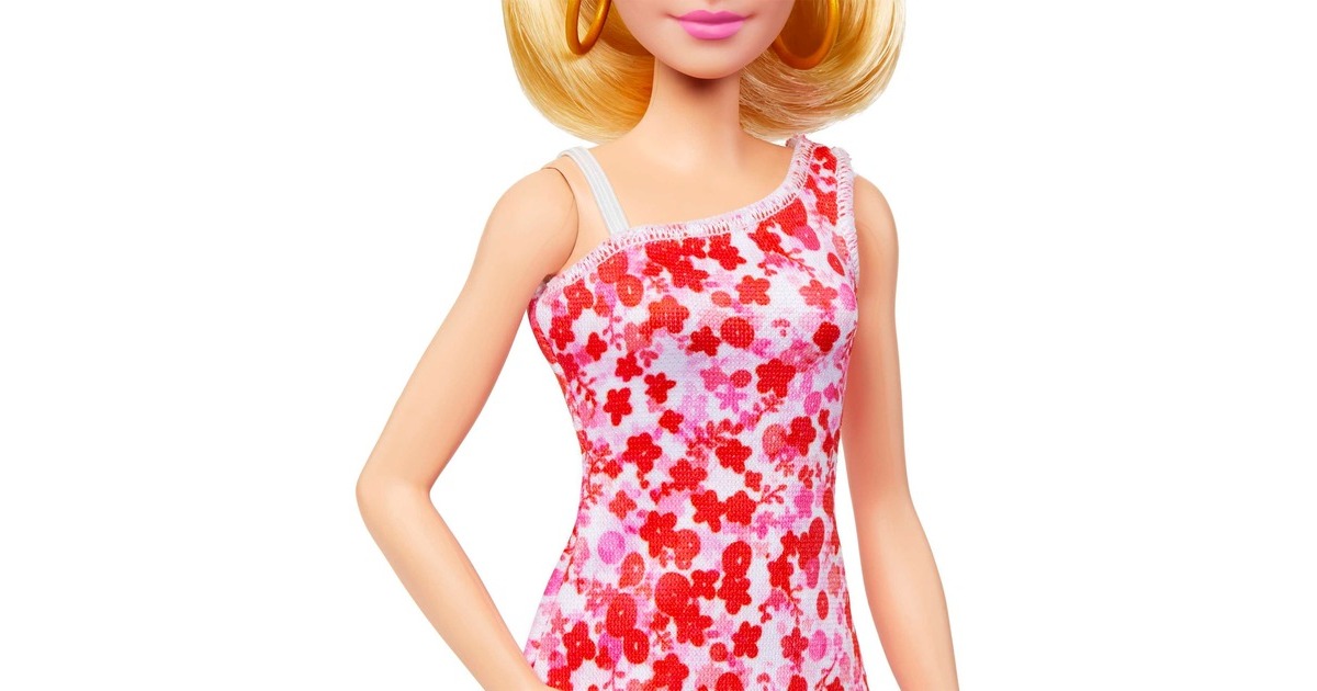 Mattel Barbie Fashionistas-Puppe mit blondem Pferdeschwanz und Blumenkleid