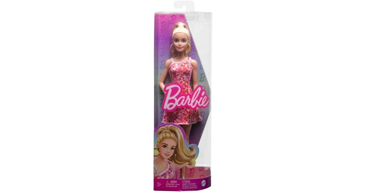 Mattel Barbie Fashionistas-Puppe mit blondem Pferdeschwanz und Blumenkleid