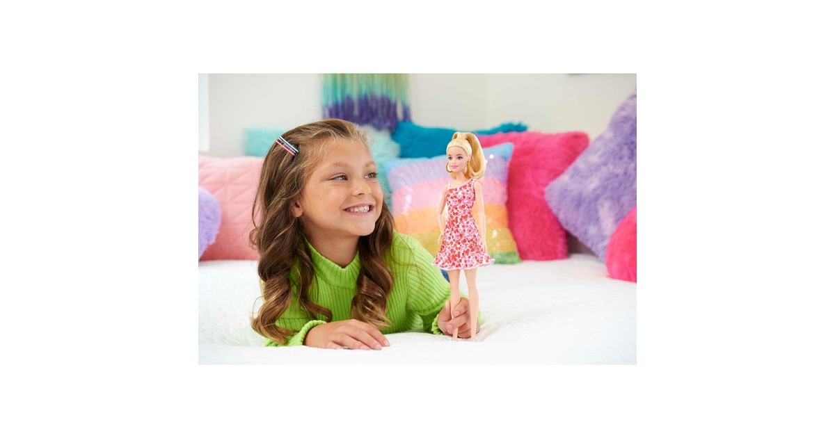 Mattel Barbie Fashionistas-Puppe mit blondem Pferdeschwanz und Blumenkleid
