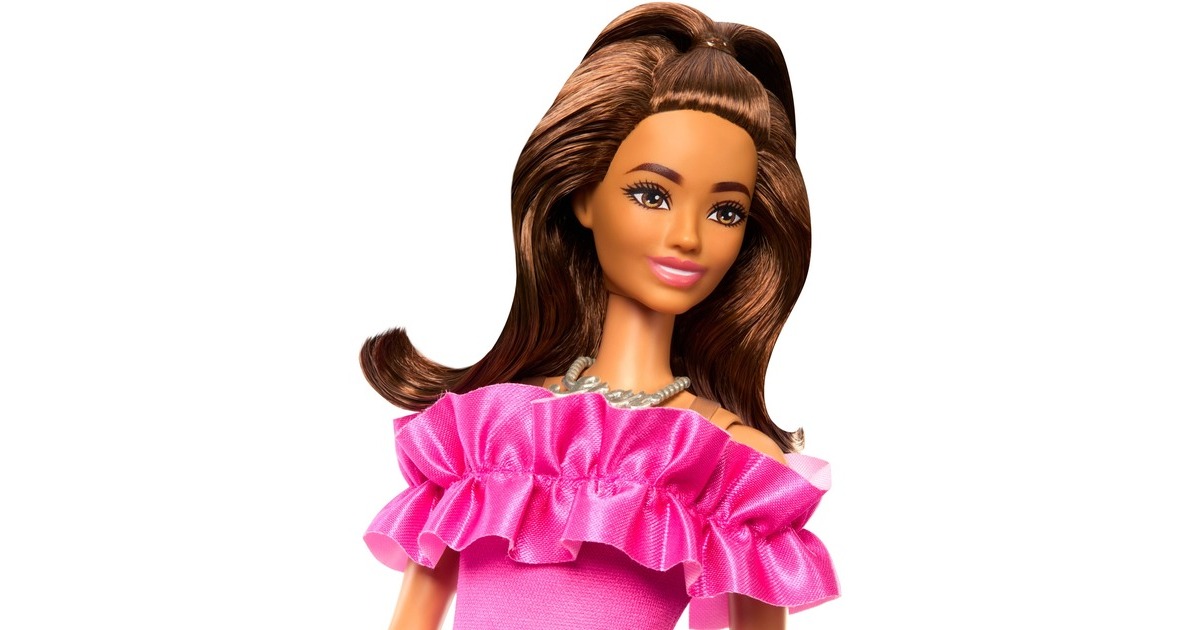 Mattel Barbie Fashionistas-Puppe mit pinkfarbenem Kleid mit Rüschenausschnitt