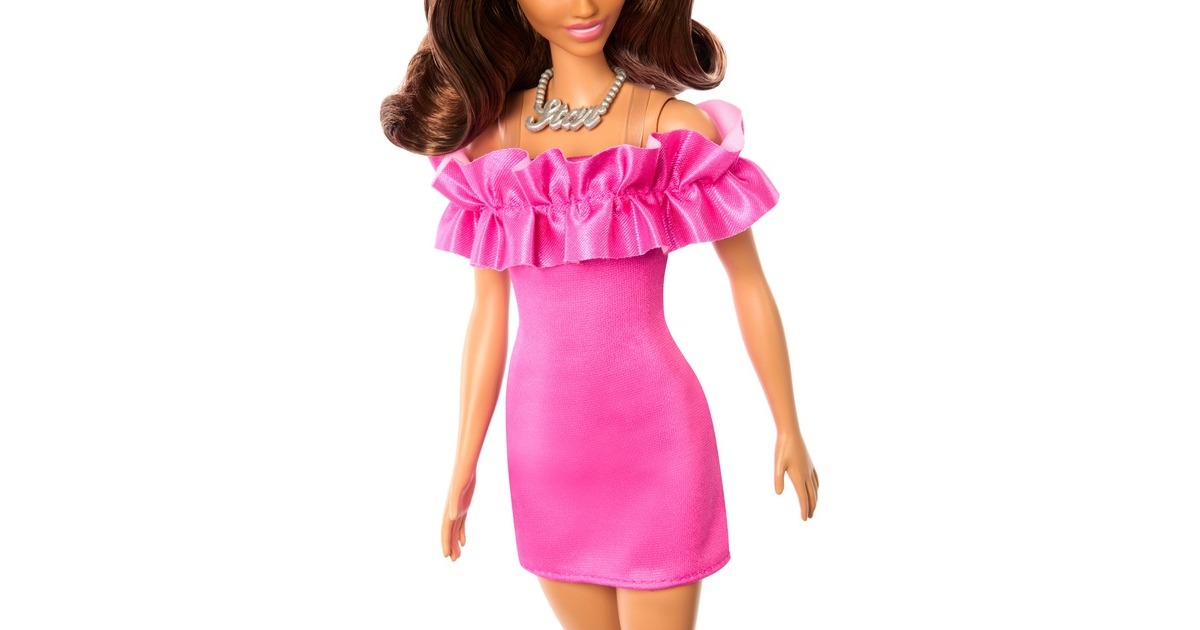 Mattel Barbie Fashionistas-Puppe mit pinkfarbenem Kleid mit Rüschenausschnitt