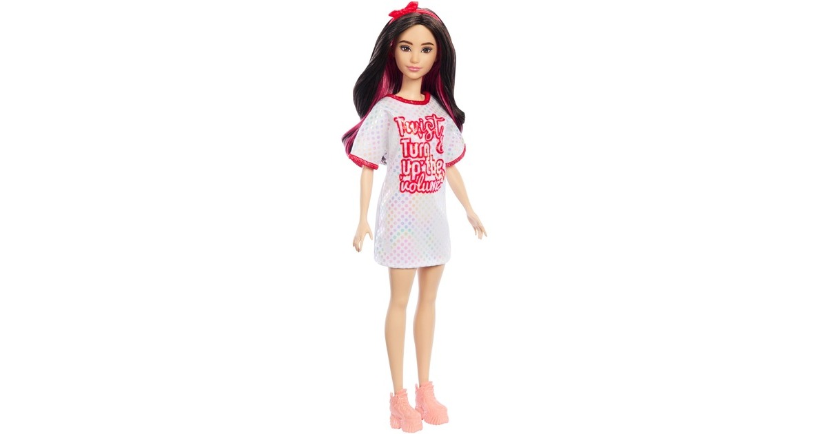 Mattel Barbie Fashionistas-Puppe mit weißem T-Shirt-Kleid