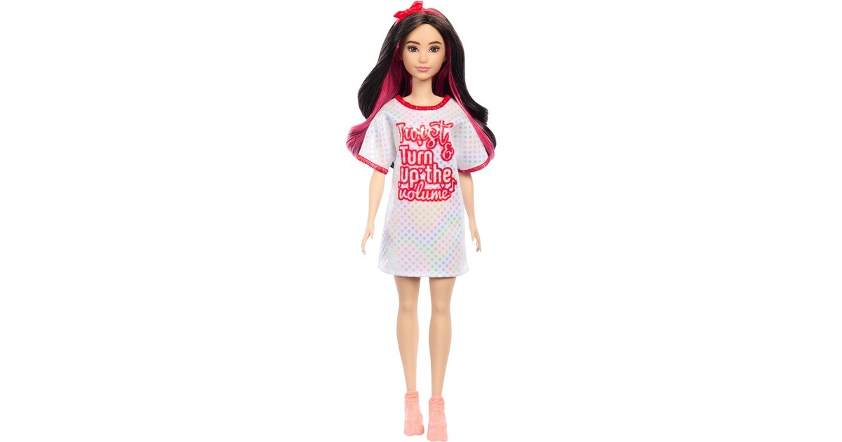 Mattel Barbie Fashionistas-Puppe mit weißem T-Shirt-Kleid