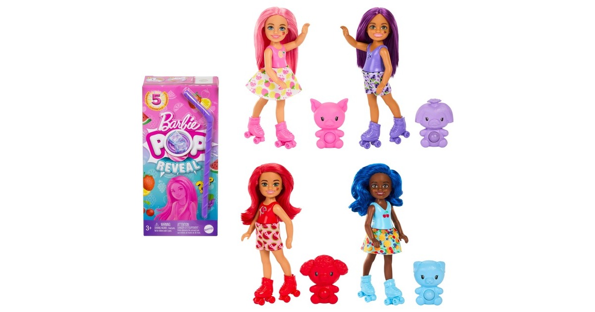 Mattel Barbie Pop! Reveal Chelsea Fruit Serie, Spielfigur(sortierter Artikel, eine Figur)