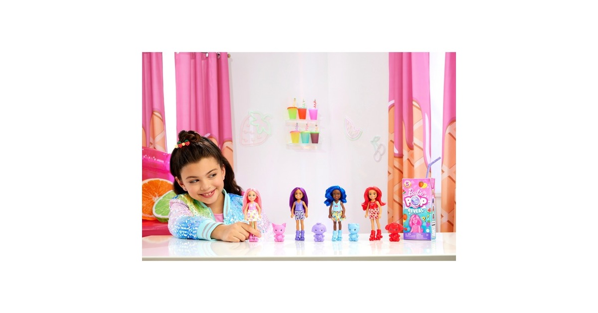 Mattel Barbie Pop! Reveal Chelsea Fruit Serie, Spielfigur(sortierter Artikel, eine Figur)