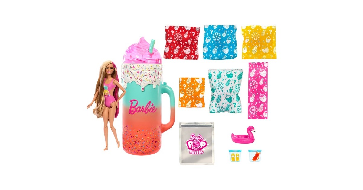 Mattel Barbie Pop! Reveal Fruit Series Geschenkset - Tropical Smoothie, Puppe