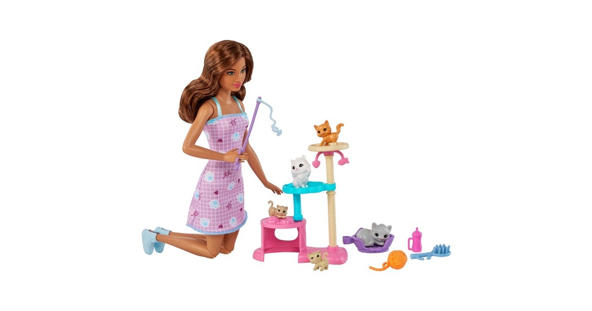Mattel Barbie-Puppe und Kätzchen Kratzbaum Spielset