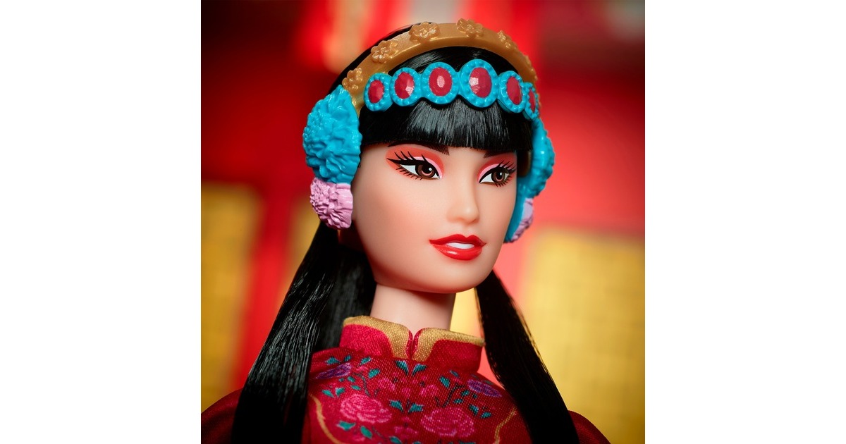 Mattel Barbie Signature Mond-Neujahr Puppe mit roter Blumen-Robe