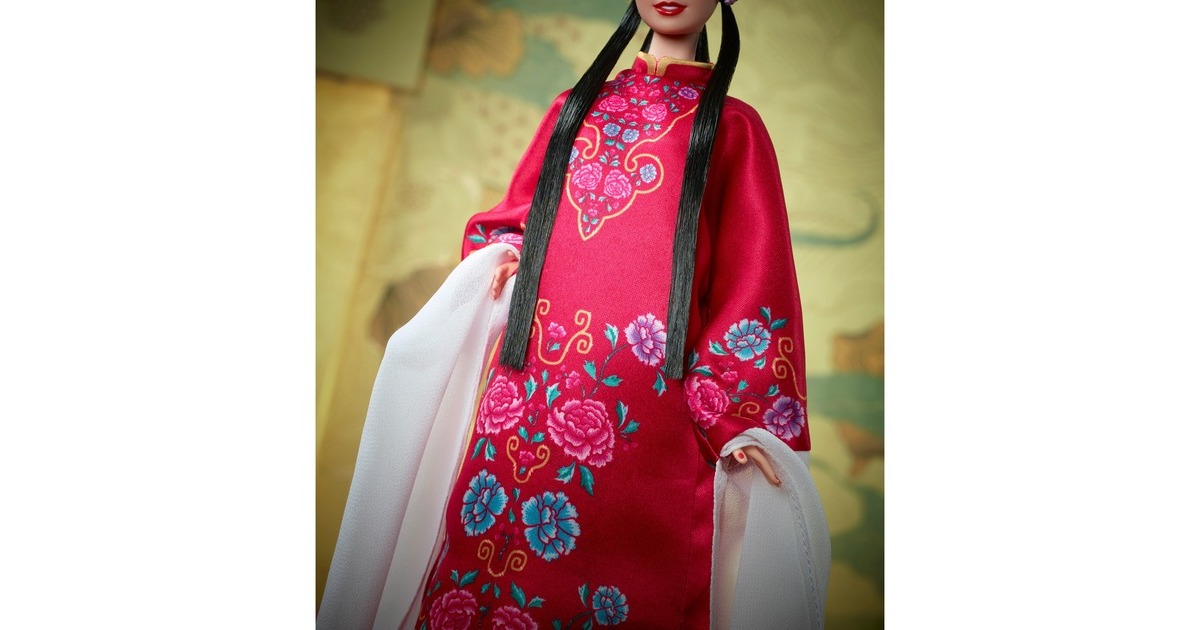 Mattel Barbie Signature Mond-Neujahr Puppe mit roter Blumen-Robe