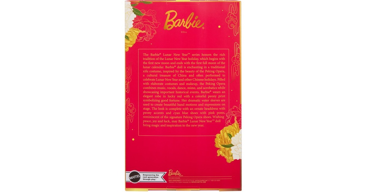 Mattel Barbie Signature Mond-Neujahr Puppe mit roter Blumen-Robe