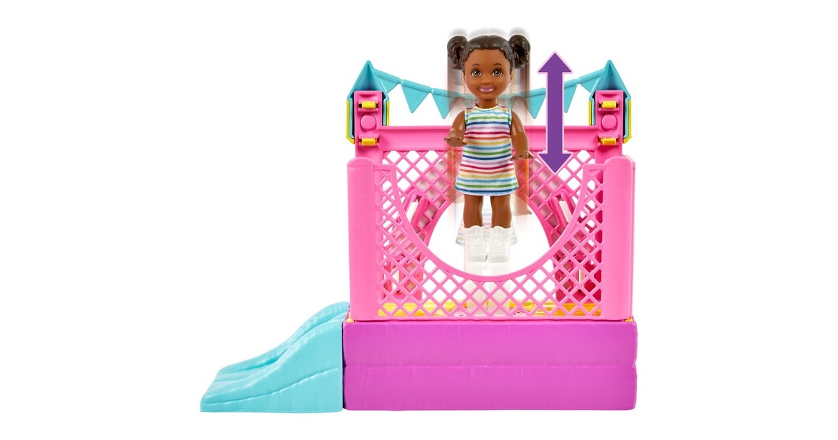 Mattel Barbie Skipper Babysitters Inc. Hüpfburg mit Skipper, Kleinkind und Zubehör, Kulisse
