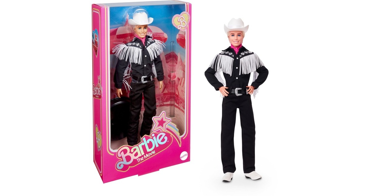 Mattel Barbie The Movie - Ken-Sammelpuppe mit schwarzem Cowboy-Outfit