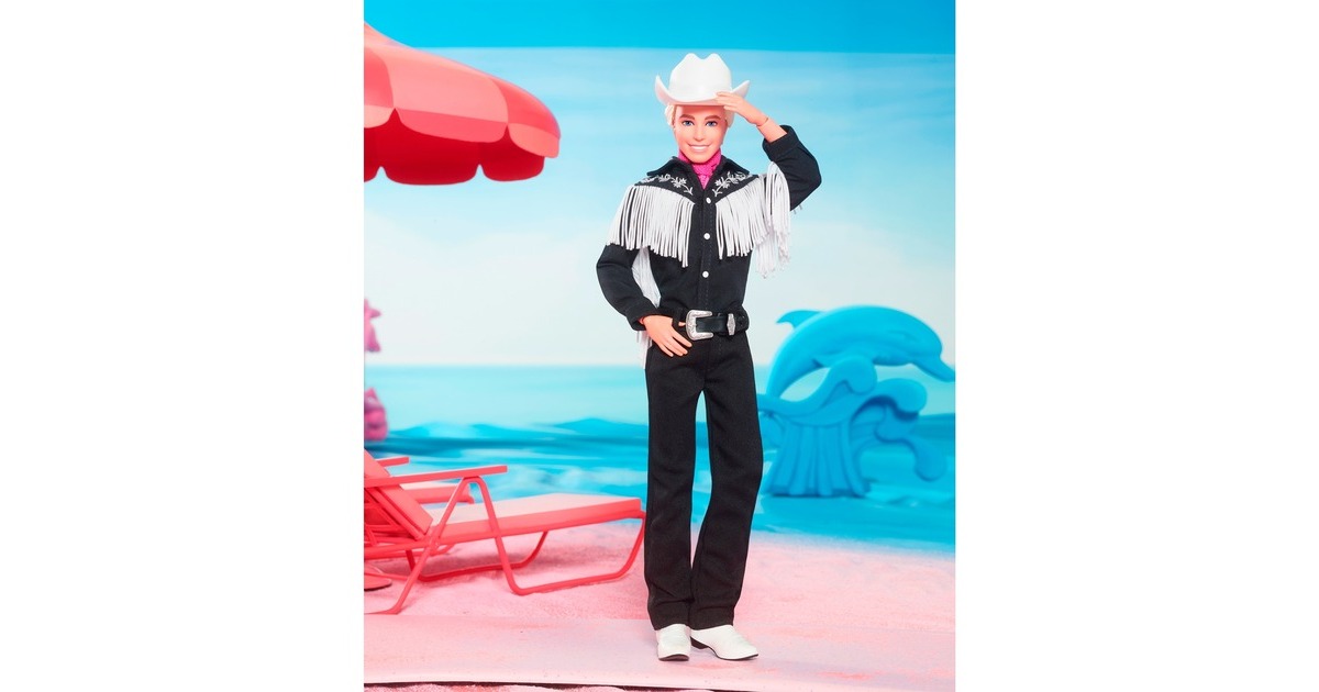 Mattel Barbie The Movie - Ken-Sammelpuppe mit schwarzem Cowboy-Outfit