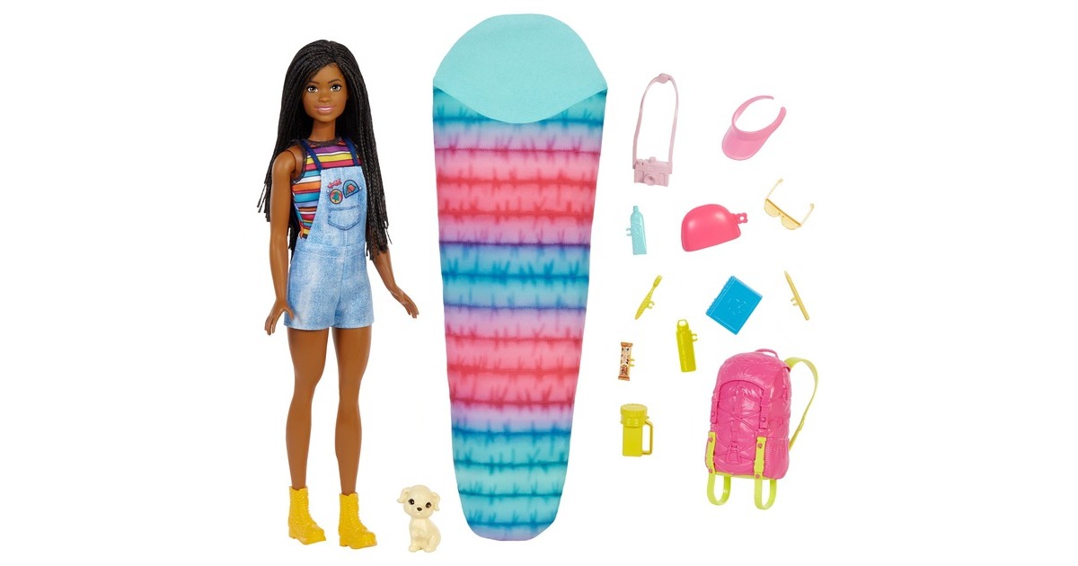 Mattel Barbie “It takes two! Camping” Spielset mit Brooklyn Puppe, Hündchen und Accessoires