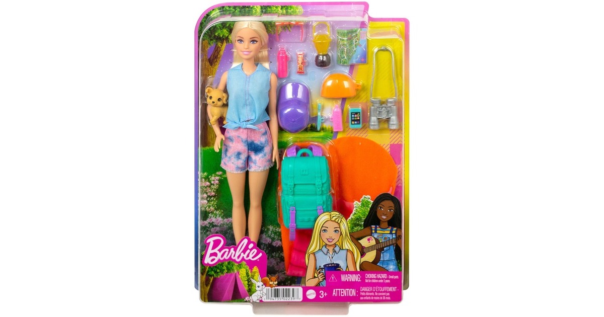 Mattel Barbie “It takes two! Camping” Spielset mit Malibu Puppe, Hündchen und Accessoires
