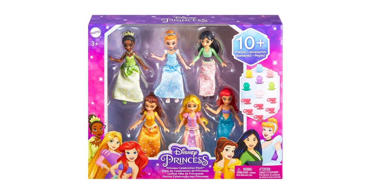 Mattel Disney Prinzessin Small Dolls Teeparty 6er-Pack, Spielfigur
