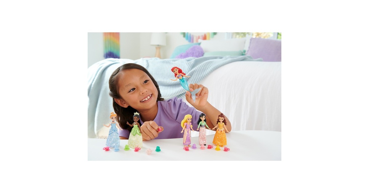 Mattel Disney Prinzessin Small Dolls Teeparty 6er-Pack, Spielfigur