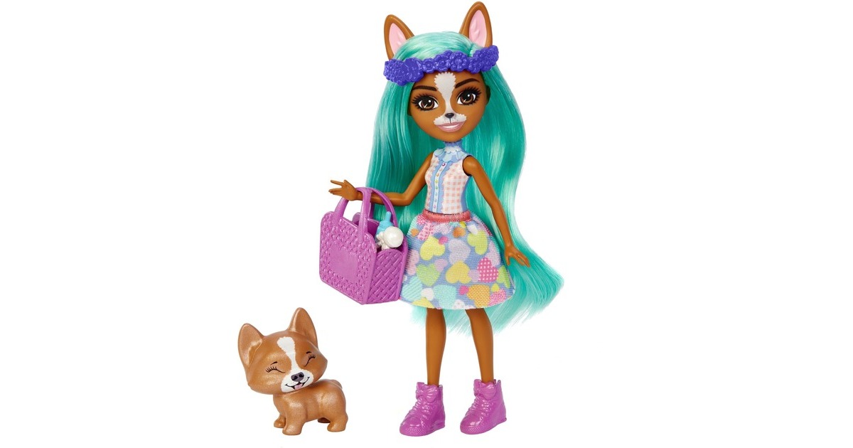 Mattel Enchantimals Baby Tierfreunde Crizia Corgi & Show, Puppe