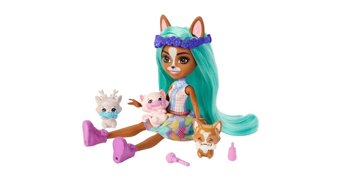 Mattel Enchantimals Baby Tierfreunde Crizia Corgi & Show, Puppe