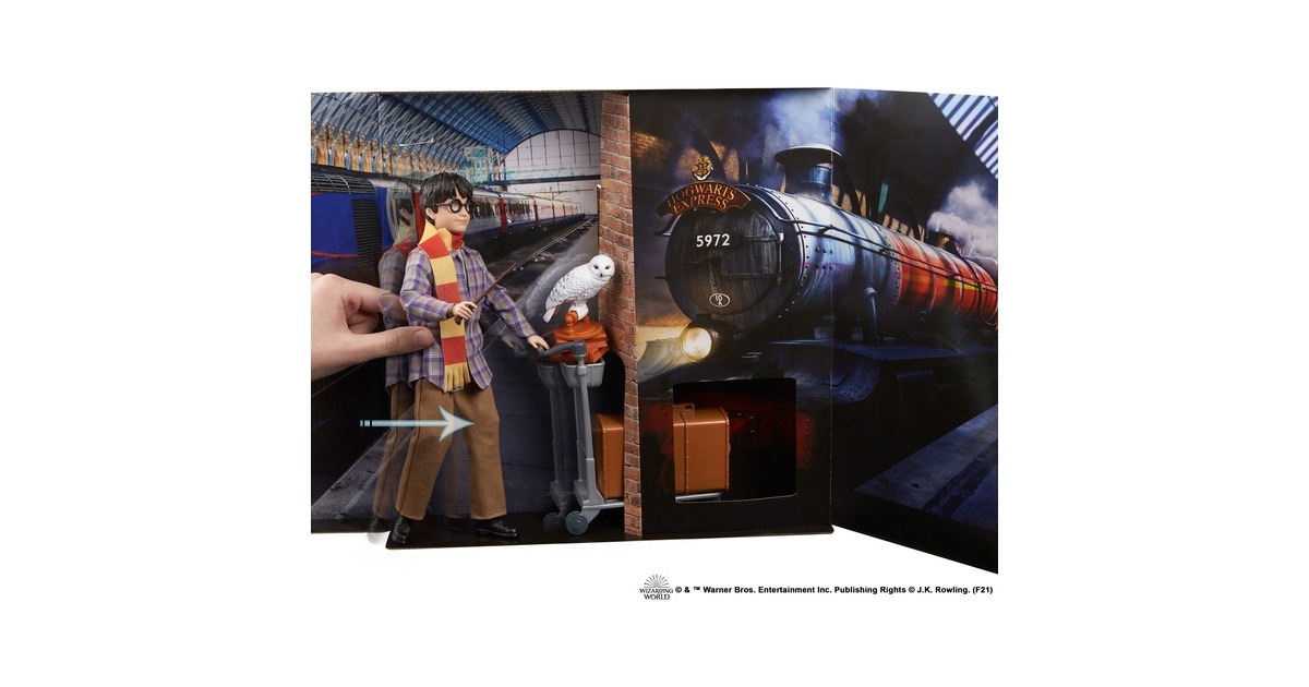 Mattel Harry Potter Gleis 9 3/4 Spielset mit Harry Potter Puppe & Hedwig Figur