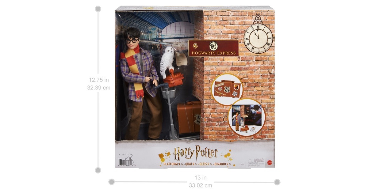 Mattel Harry Potter Gleis 9 3/4 Spielset mit Harry Potter Puppe & Hedwig Figur