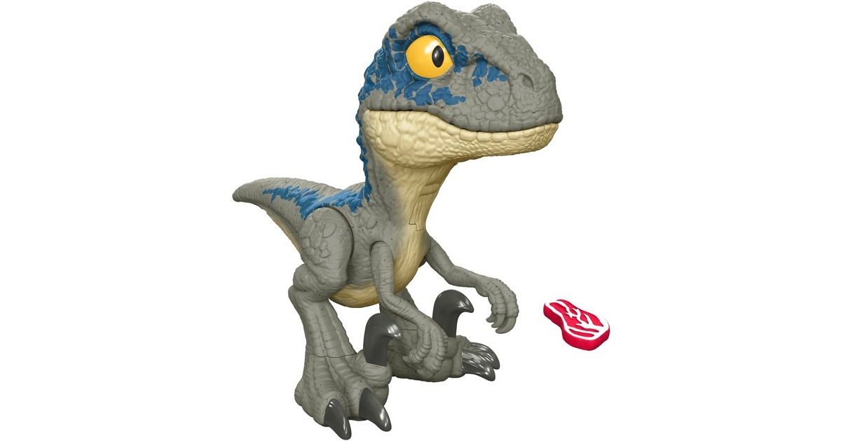 Mattel Jurassic World Mega Roar Velociraptor Blue, Spielfigur