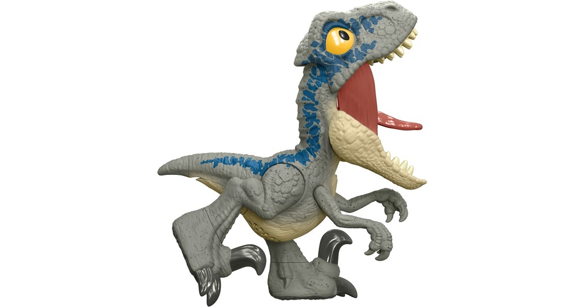Mattel Jurassic World Mega Roar Velociraptor Blue, Spielfigur