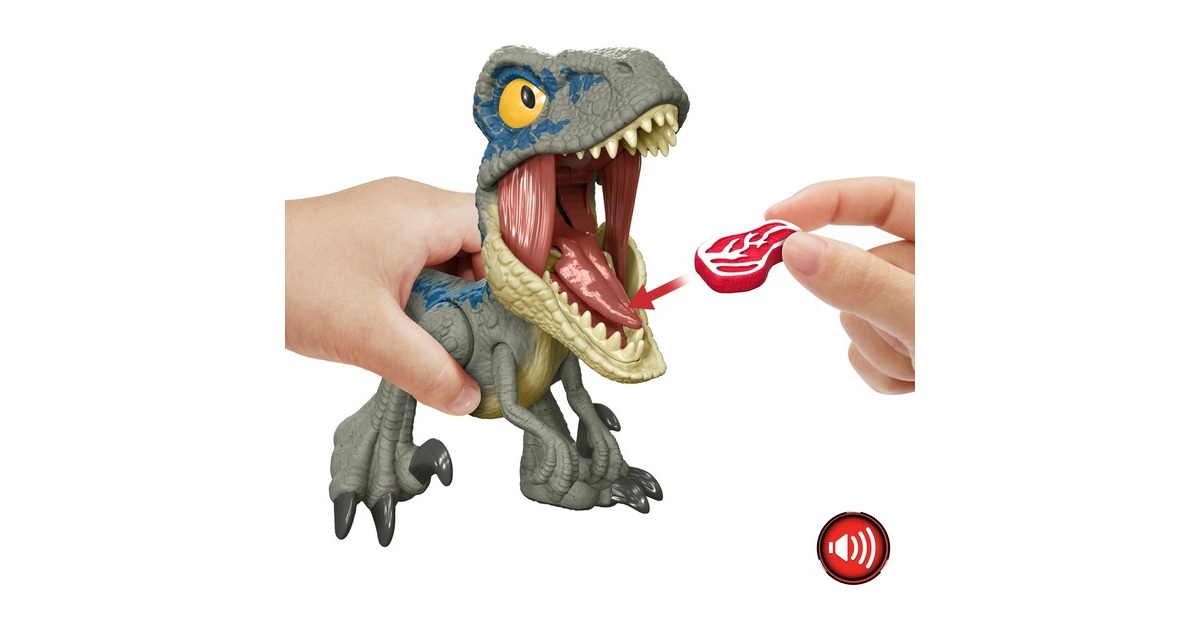 Mattel Jurassic World Mega Roar Velociraptor Blue, Spielfigur