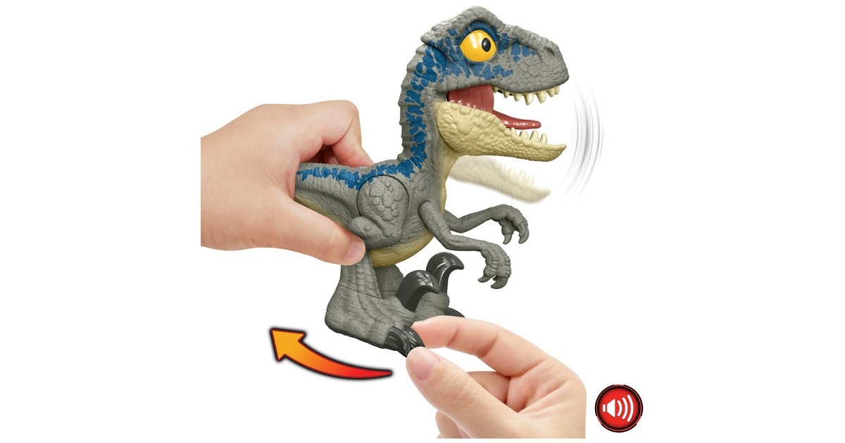 Mattel Jurassic World Mega Roar Velociraptor Blue, Spielfigur